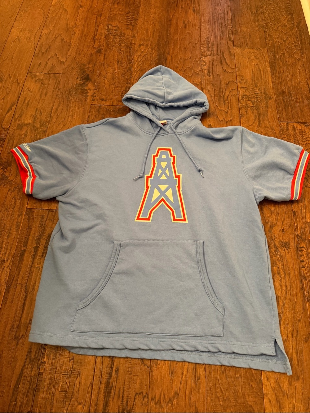 Mitchell & Ness Houston Oilers Hoodie Shirt XL Red Blue Pullover